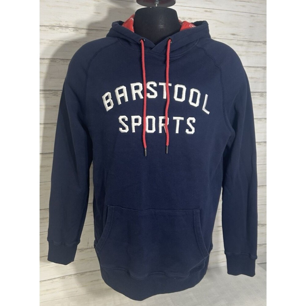 Barstool Sports Brand SPELL OUT EMBROIDERED Hoodie Blue Size Large Sweatshirt